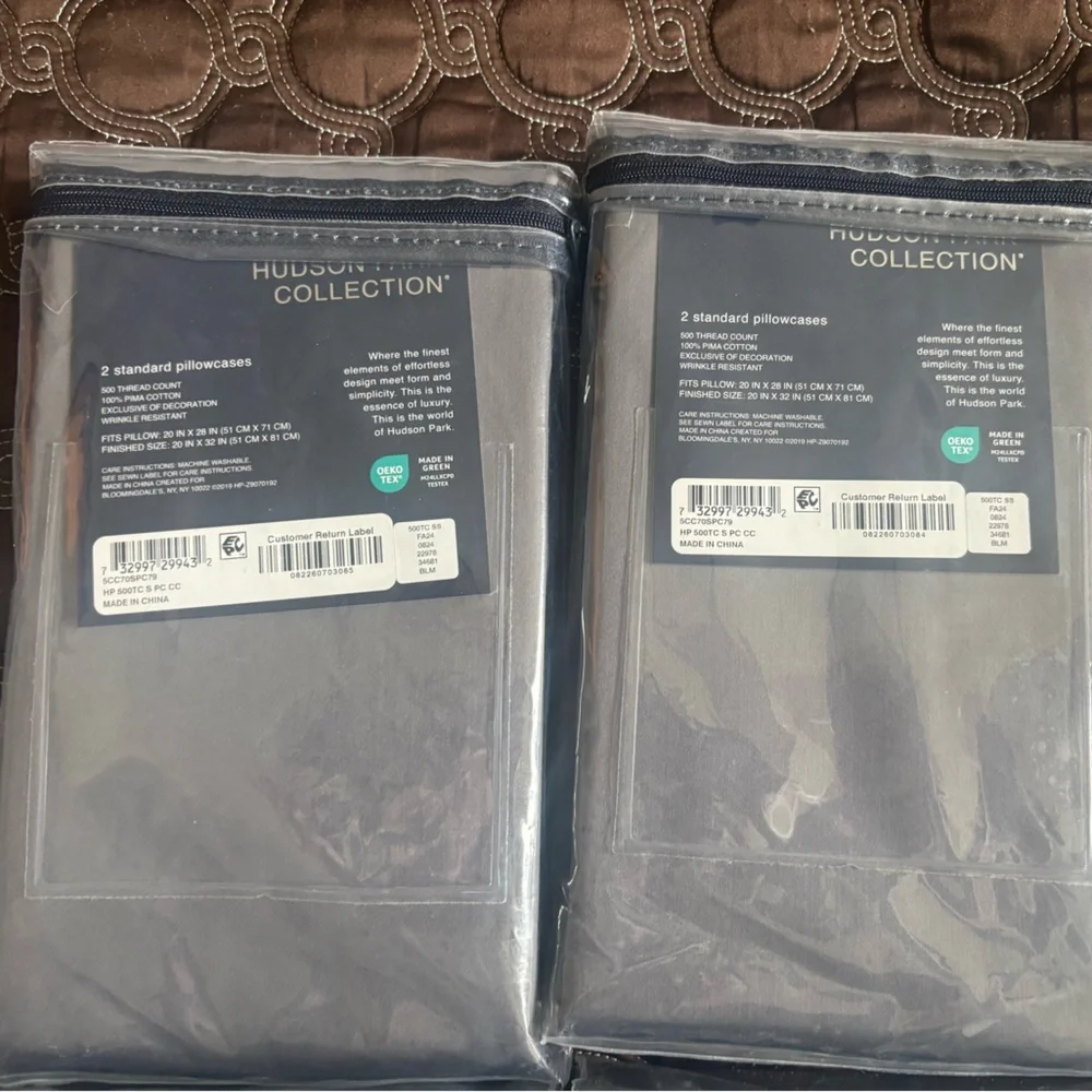 NWT Hudson Park Collection 500 TC Pima Sateen Queen Bedding charcoal